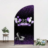 Lofaris Purple Black Heel Balloons Birthday Half Moon Arch Backdrop